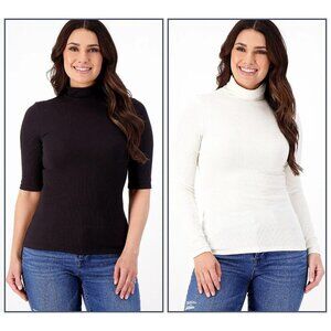 Studio Park x Courtney Khondabi Set of 2 Knit Tops  Black/Ivory,XL
